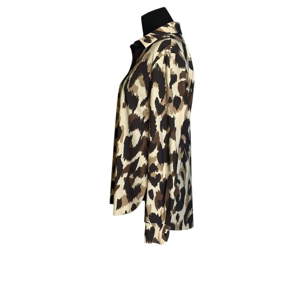 LYSSE animal print Connie slim button down long sleeves shirt size Small - Picture 11 of 16